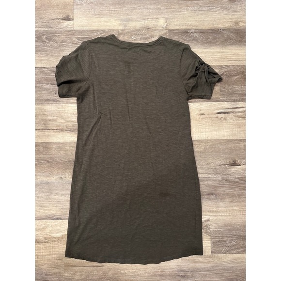 Sanctuary Olive Green Ruched Sleeve Pocket Tunic Dress Womens Size Large - Picture 2 of 6